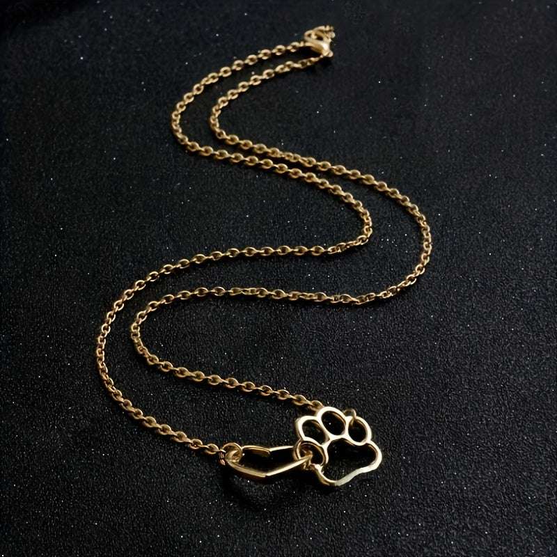 Collar Colgante Huella de Perro y Corazón - Joyería Femenina Regalo Especial