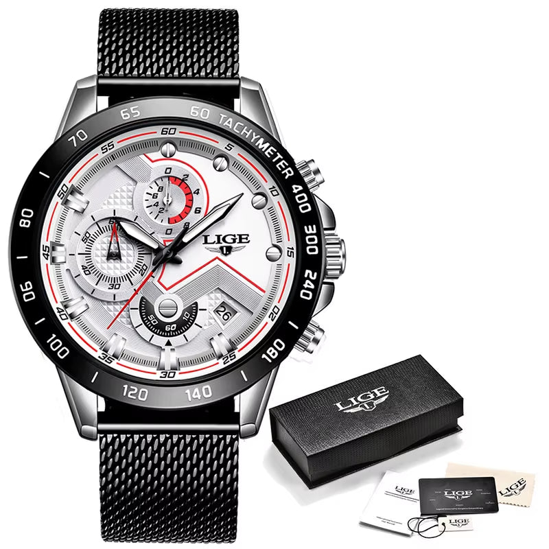 2025 New Fashion Mens Watches Stainless Steel Top Brand Luxury Sport Chronograph Quartz Withwatch for Men Relogio Masculino