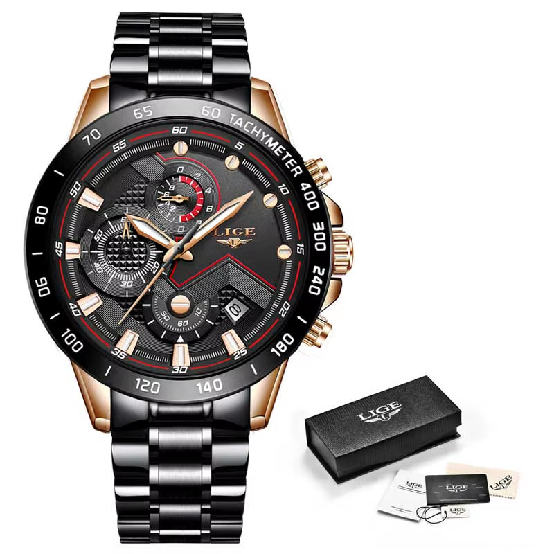 2025 New Fashion Mens Watches Stainless Steel Top Brand Luxury Sport Chronograph Quartz Withwatch for Men Relogio Masculino