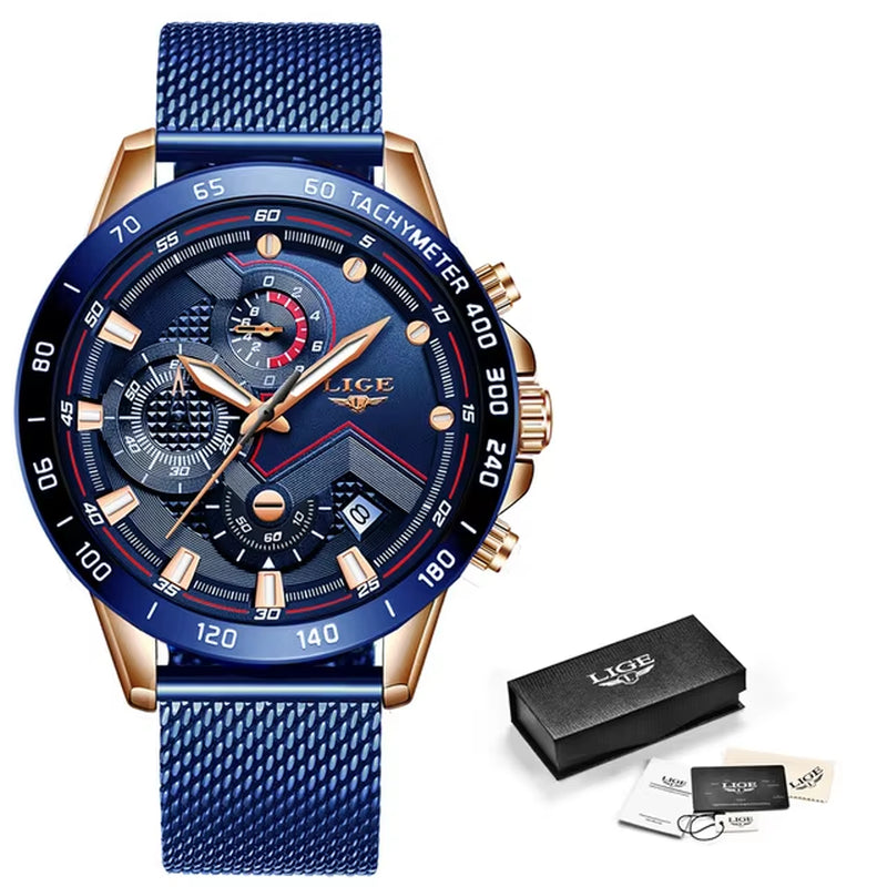 2025 New Fashion Mens Watches Stainless Steel Top Brand Luxury Sport Chronograph Quartz Withwatch for Men Relogio Masculino