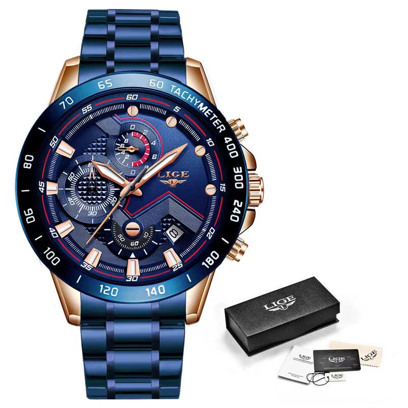 2025 New Fashion Mens Watches Stainless Steel Top Brand Luxury Sport Chronograph Quartz Withwatch for Men Relogio Masculino