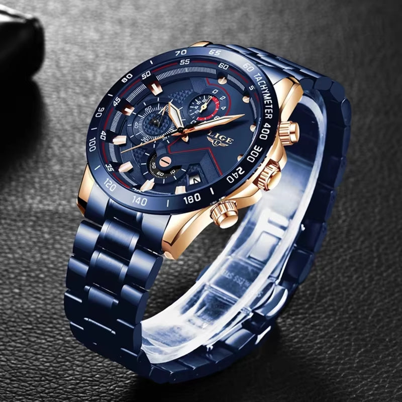 2025 New  Fashion Mens Watches Stainless Steel Top Brand Luxury Sport Chronograph Quartz Withwatch for Men Relogio Masculino