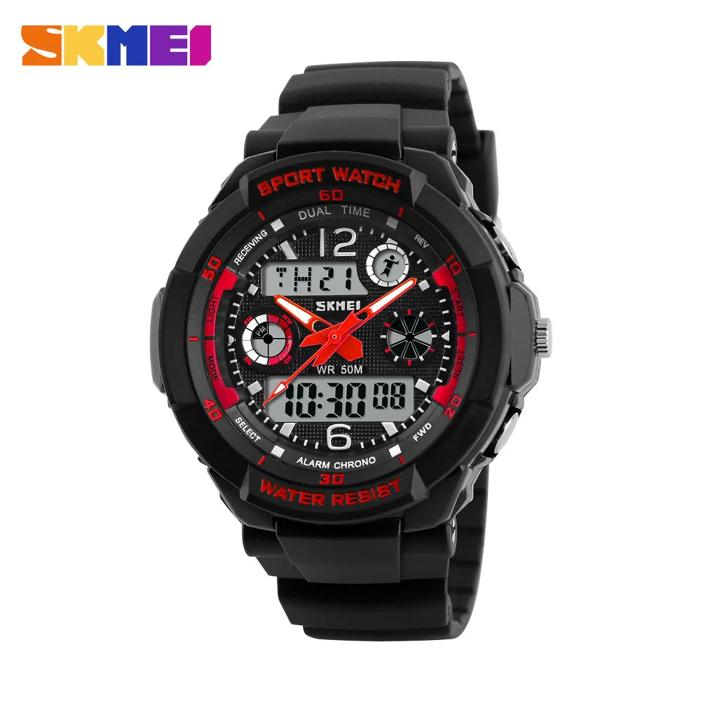 Brand 50M Waterproof Children'S Watches LED Multifunction Dual Time Quartz Digital Kids Wrist Watches Children Dress Watch