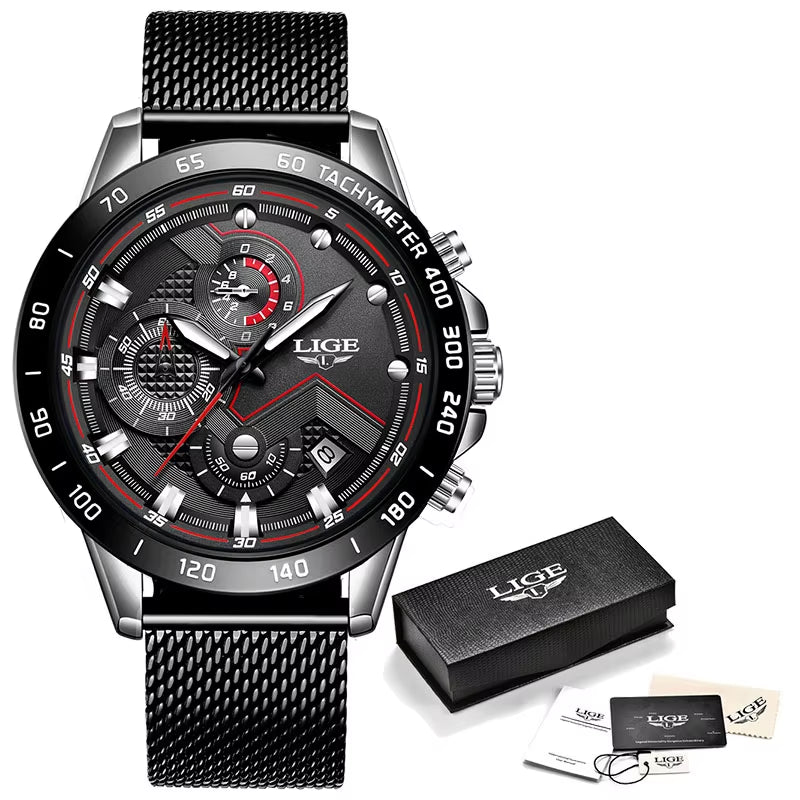 2025 New Fashion Mens Watches Stainless Steel Top Brand Luxury Sport Chronograph Quartz Withwatch for Men Relogio Masculino