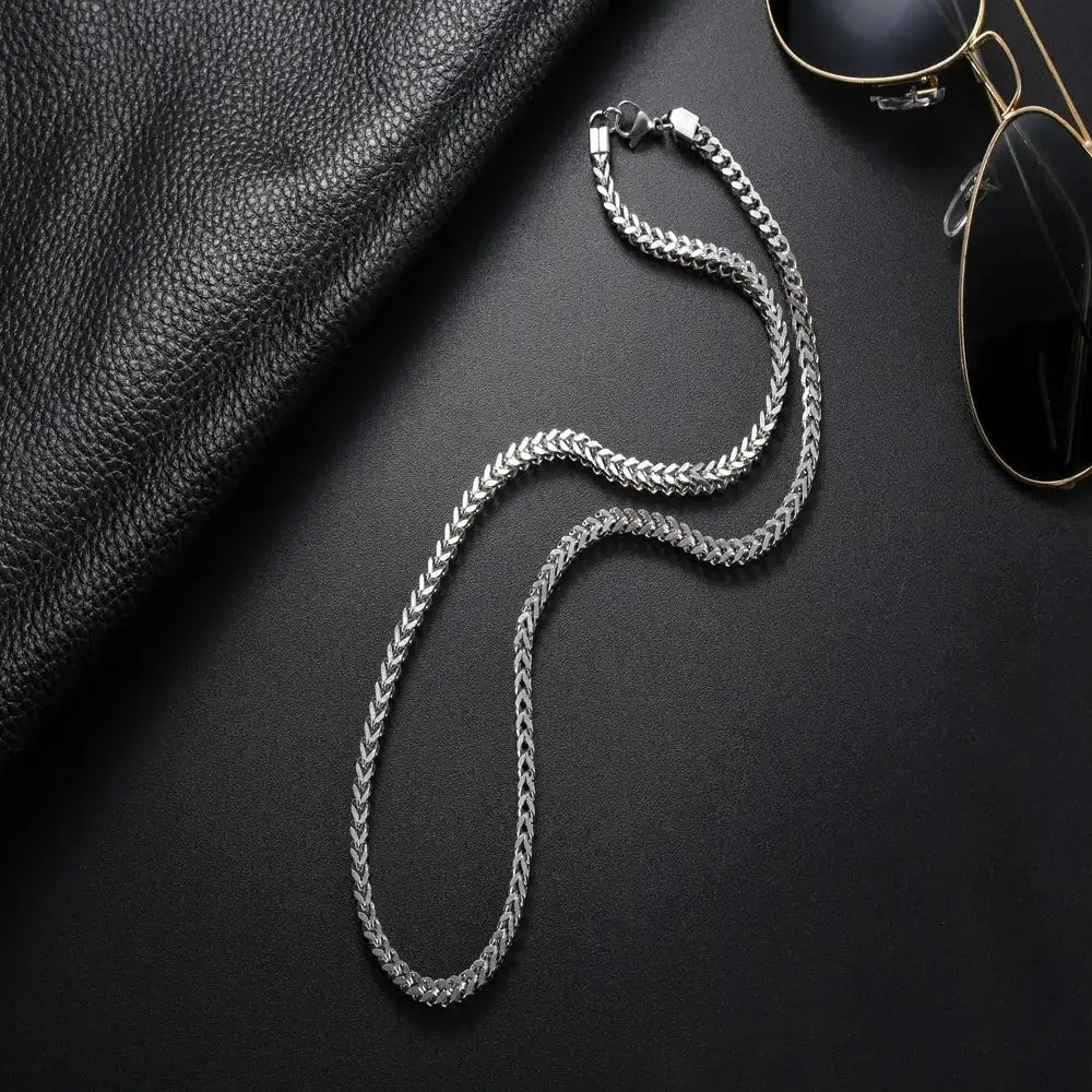 Collar de eslabones de acero inoxidable 2,5 para hombre, Gargantilla masculina de doble cadena, curva larga, Cuba, 304/3/4/6/8MM