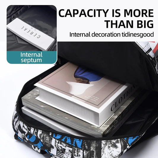 Mochila Escolar Tiburones Blanca y Negra - Diseño Unisex Ligera