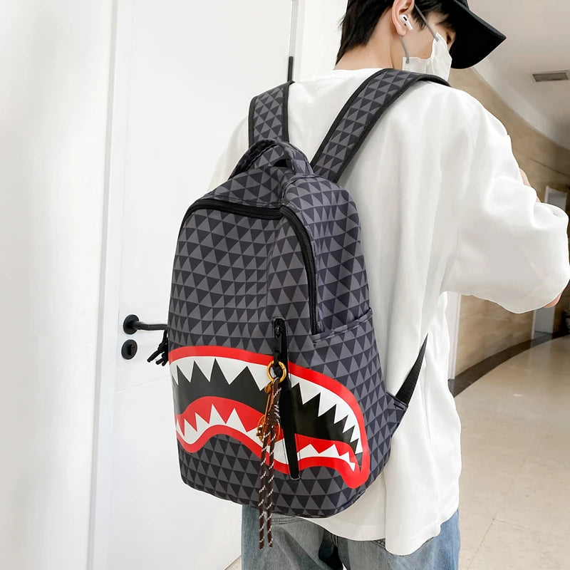 Mochila Lona Estampada Gran Capacidad - Informal Unisex Viaje Escolar