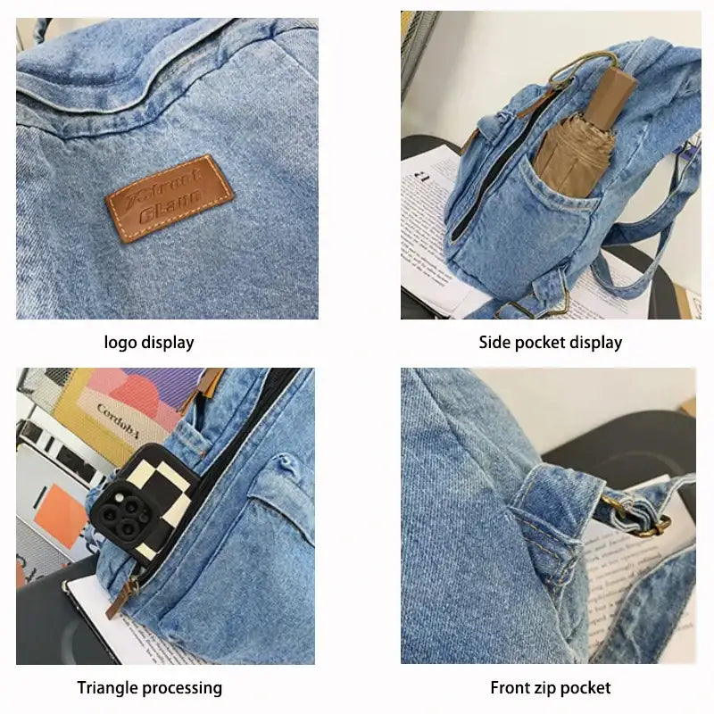 Mochila Escolar Vaquera Femenina - Tendencia Gran Capacidad Múltiples Bolsillos