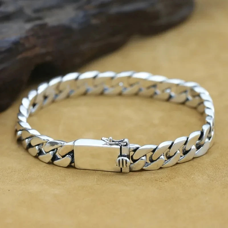 Pulsera Plata Esterlina S925 Punk - 7MM/8MM/10MM Certificada