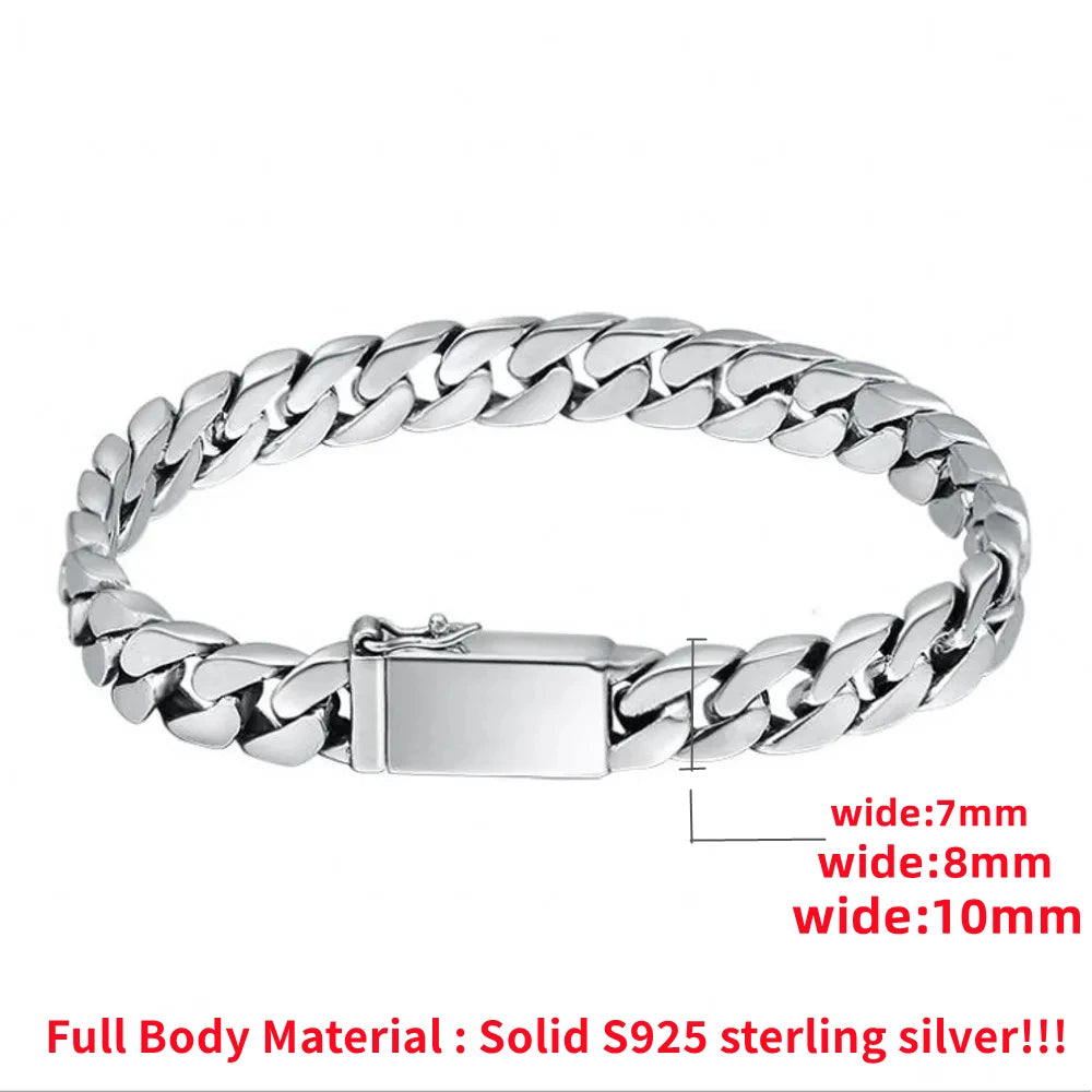 Pulsera Plata de Ley S925 Punk 8MM - Certificada Nunca se Decolora