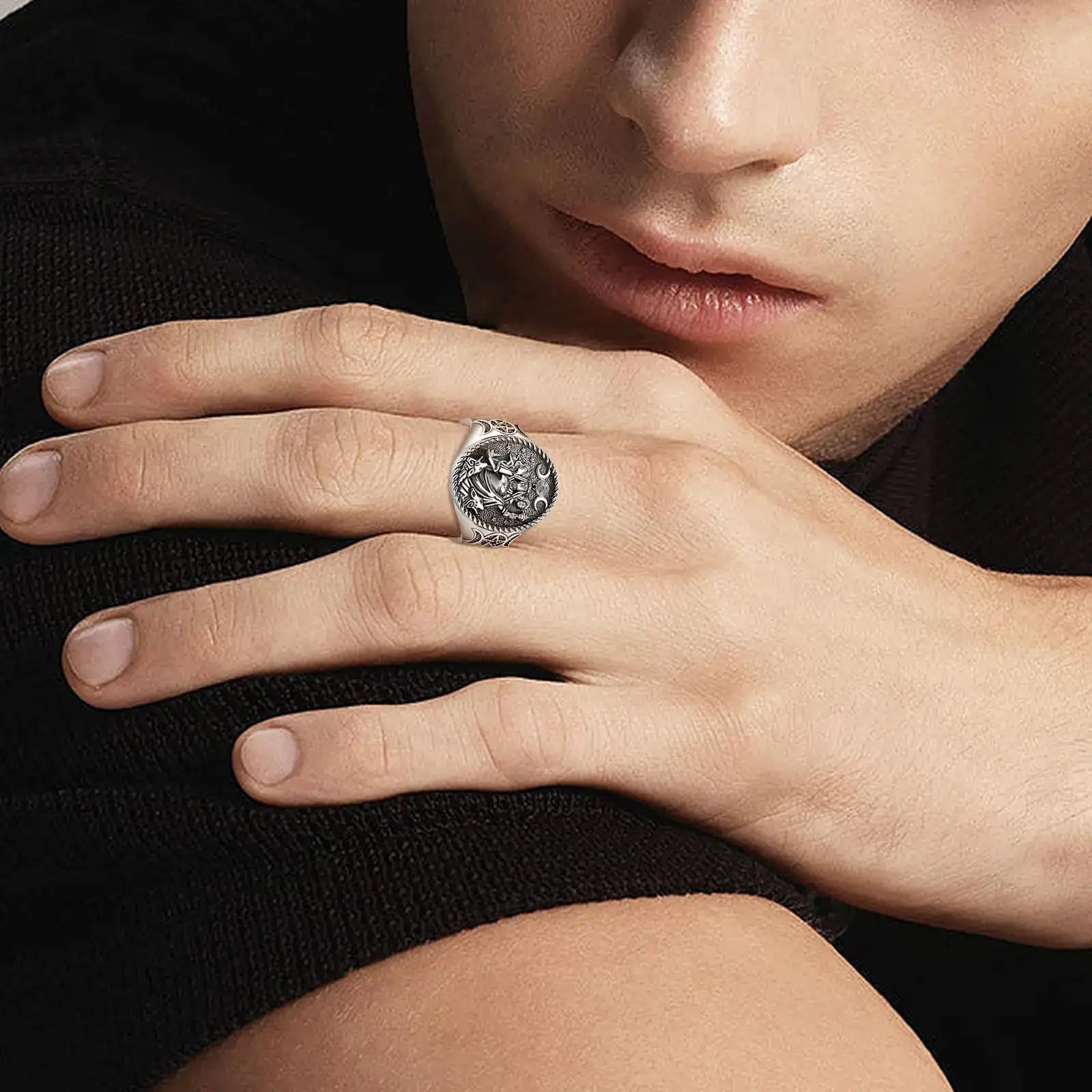 Anillo Ajustable Eudora - Triple Diosa Luna Hecate Plata 925