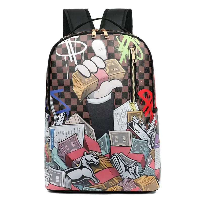 Mochila Gran Capacidad Grafiti PU - Unisex Estudiante Viaje Urbana