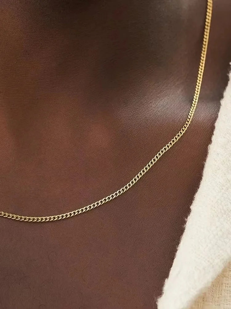 Collar de cadena cubana de 3mm para hombre, collar Simple de acero inoxidable, joyería de acero de titanio a la moda, accesorios de tendencia, regalo