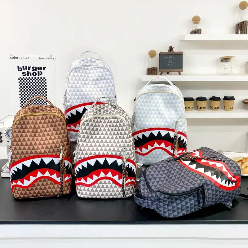 Mochila Lona Estampada Gran Capacidad - Informal Unisex Viaje Escolar