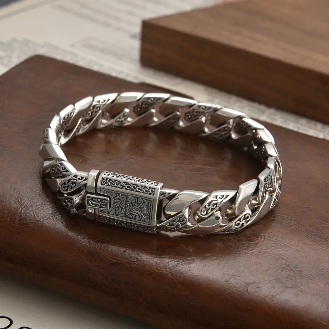 Pulsera León Tanque Plata Esterlina S925 - Diseño Dominante Vintage