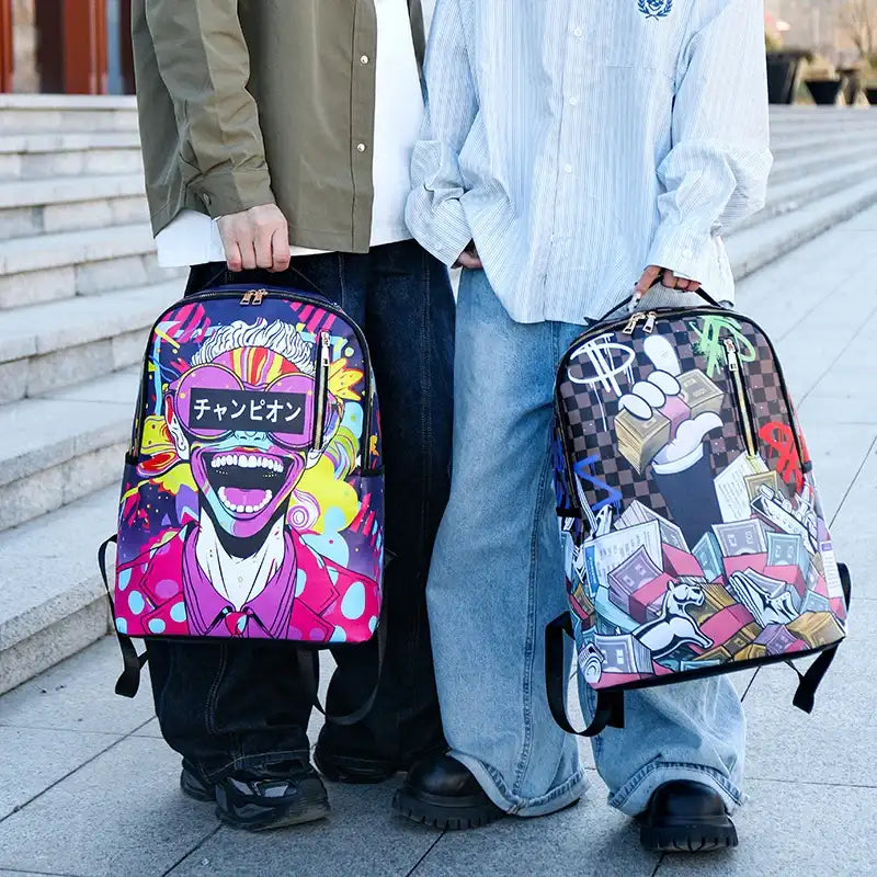 Mochila Gran Capacidad Grafiti PU - Unisex Estudiante Viaje Urbana