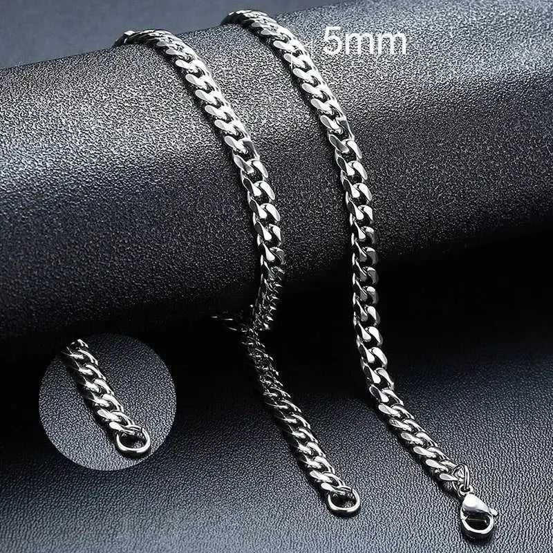 Vnox-collares de cadena cubana de 3/5/7/9mm de espesor para hombres y mujeres, Collar de eslabones simples Miami, cadena Unisex de acero inoxidable resistente al agua