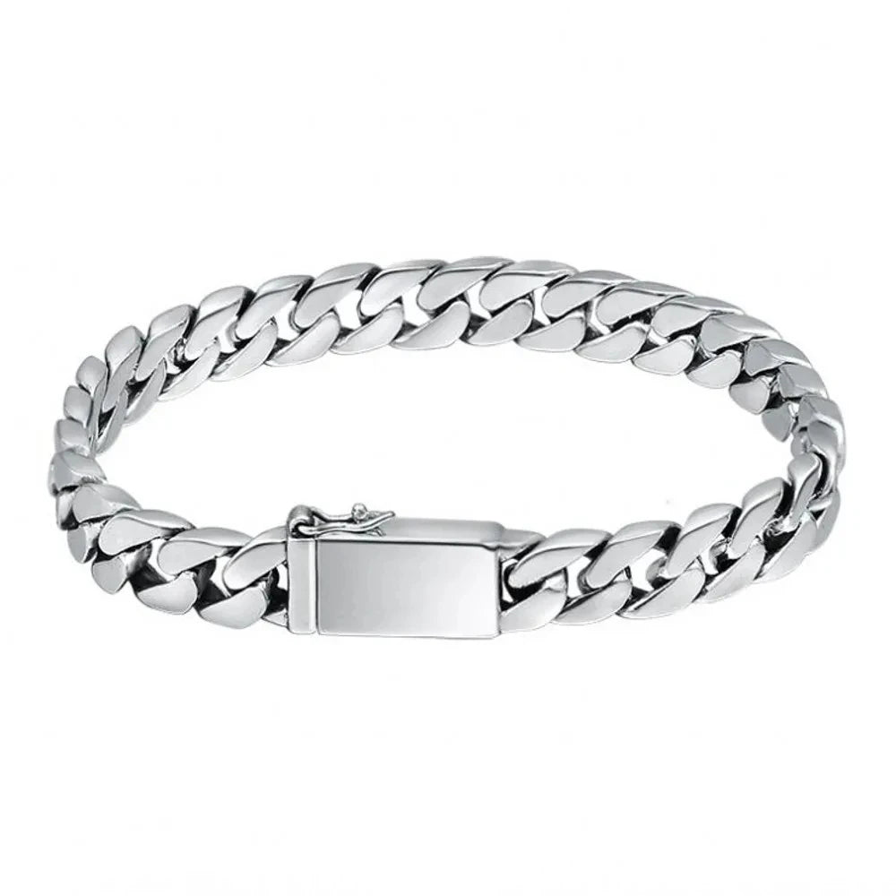 Pulsera Plata Esterlina S925 Punk - 7MM/8MM/10MM Certificada
