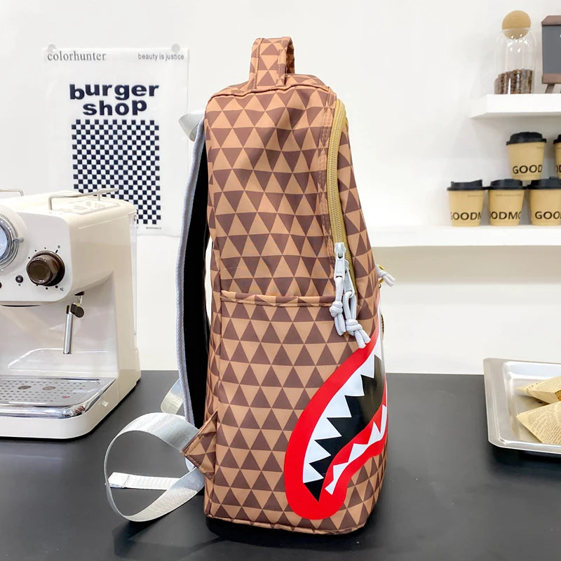 Mochila Lona Estampada Gran Capacidad - Informal Unisex Viaje Escolar