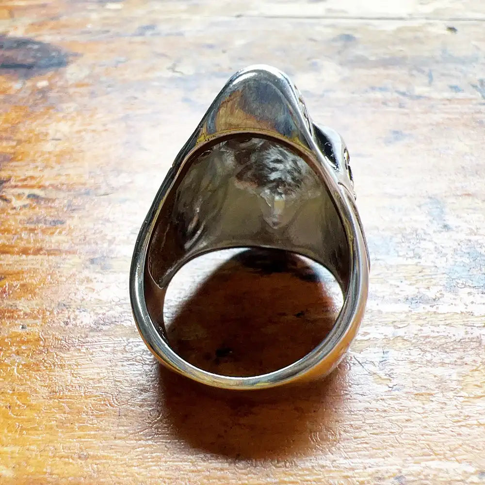 Anillo Calavera Lirio Ennegrecido - Plata de Ley 925 Vintage Unisex