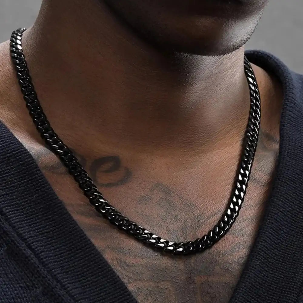 Cadena de eslabones cubanos de acero inoxidable de 3/5/7mm, joyería clásica Punk con personalidad, collar Simple de moda Hip-hop para parejas para hombres y mujeres