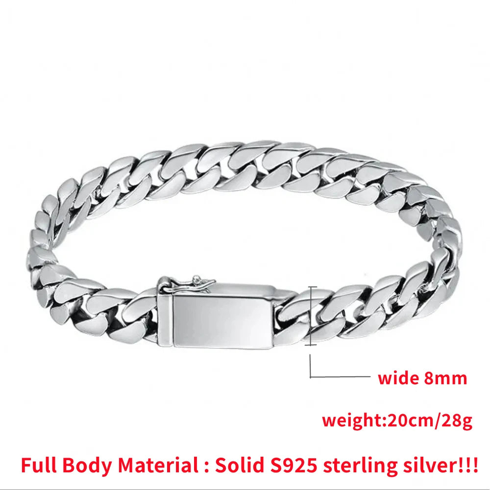 Pulsera Plata Esterlina S925 Punk - 7MM/8MM/10MM Certificada