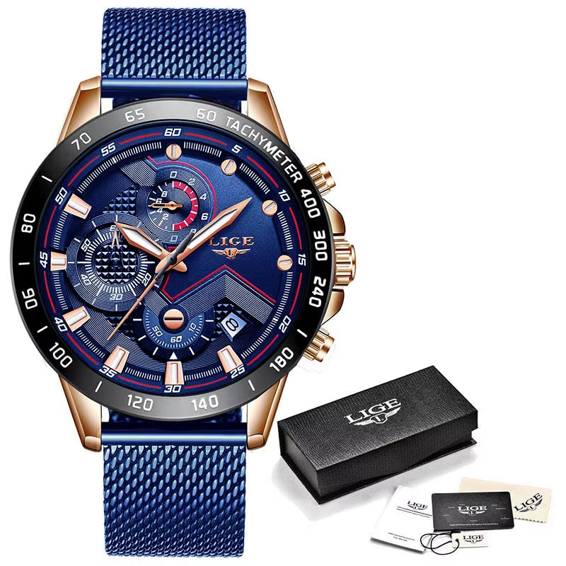 2025 New Fashion Mens Watches Stainless Steel Top Brand Luxury Sport Chronograph Quartz Withwatch for Men Relogio Masculino