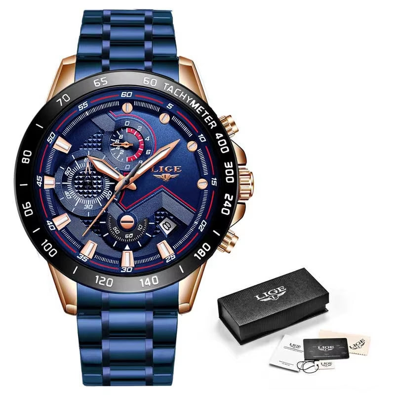 2025 New Fashion Mens Watches Stainless Steel Top Brand Luxury Sport Chronograph Quartz Withwatch for Men Relogio Masculino