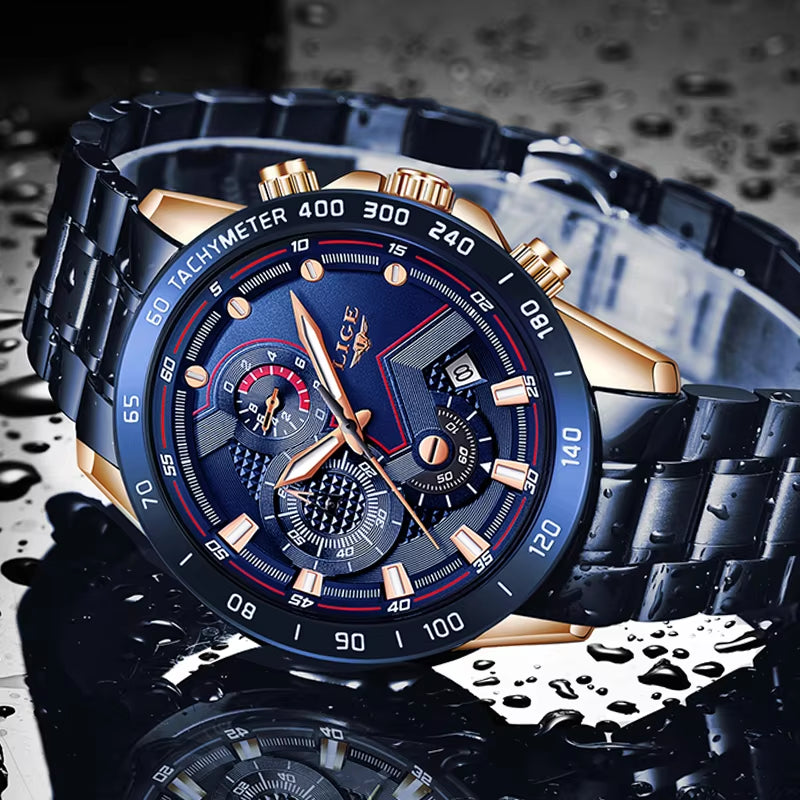 2025 New Fashion Mens Watches Stainless Steel Top Brand Luxury Sport Chronograph Quartz Withwatch for Men Relogio Masculino