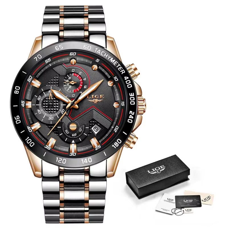 2025 New  Fashion Mens Watches Stainless Steel Top Brand Luxury Sport Chronograph Quartz Withwatch for Men Relogio Masculino