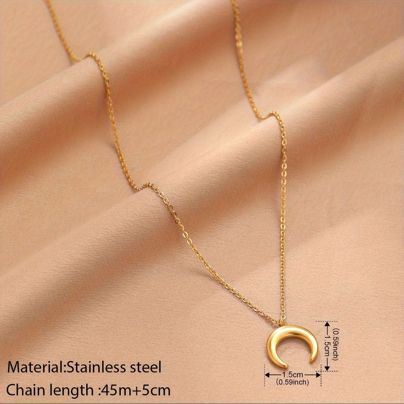 Collar Colgante Luna Acero Inoxidable - Regalo Ramadán Eid Joyería Femenina
