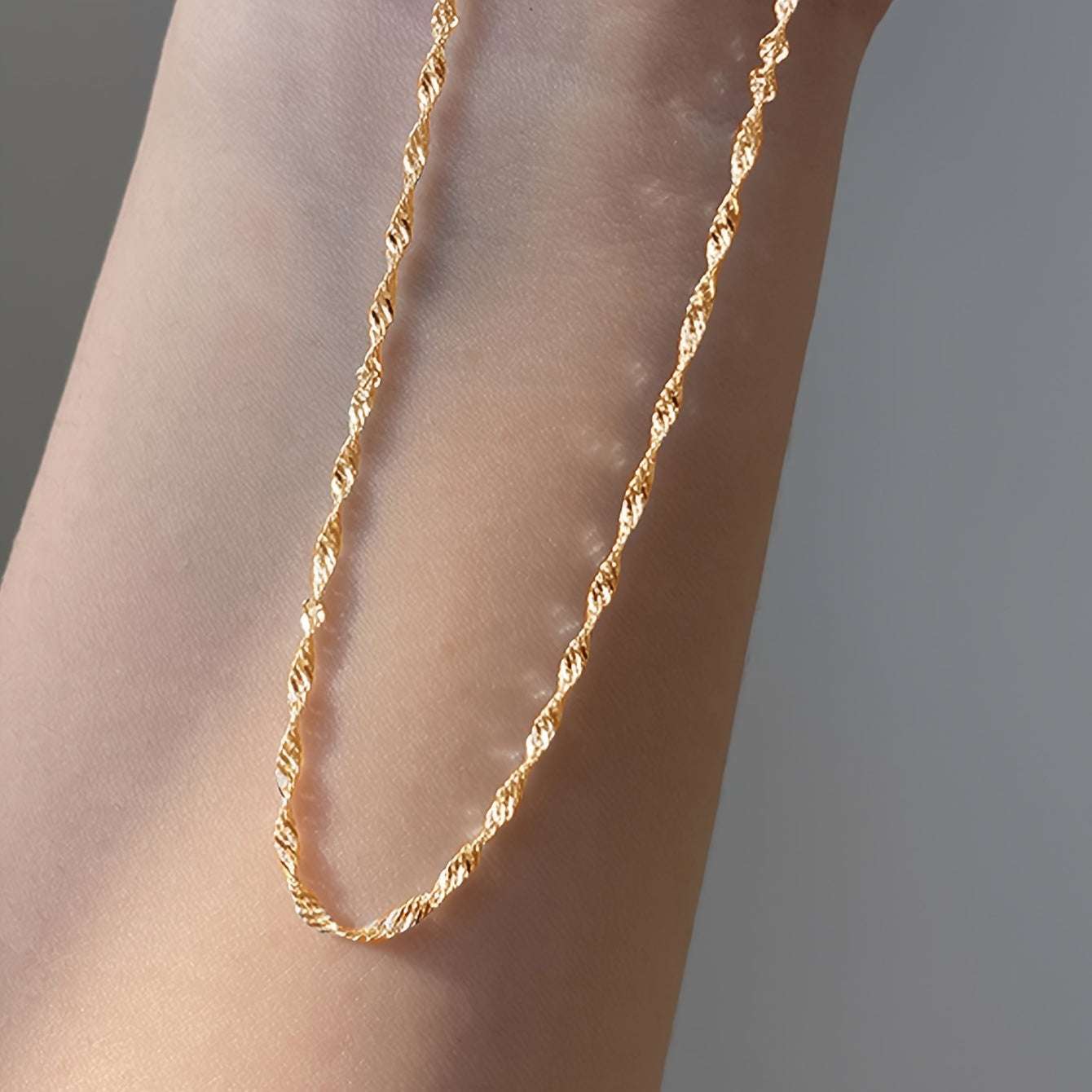 Collar Cadena Fina Baño Oro 18K - Gargantilla Acero Inoxidable Joyería Mujer