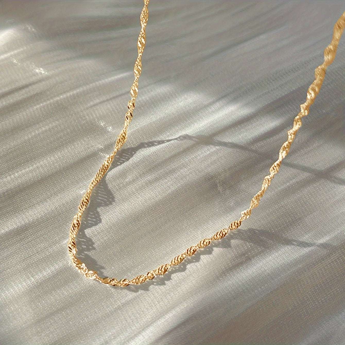 Collar Cadena Fina Baño Oro 18K - Gargantilla Acero Inoxidable Joyería Mujer