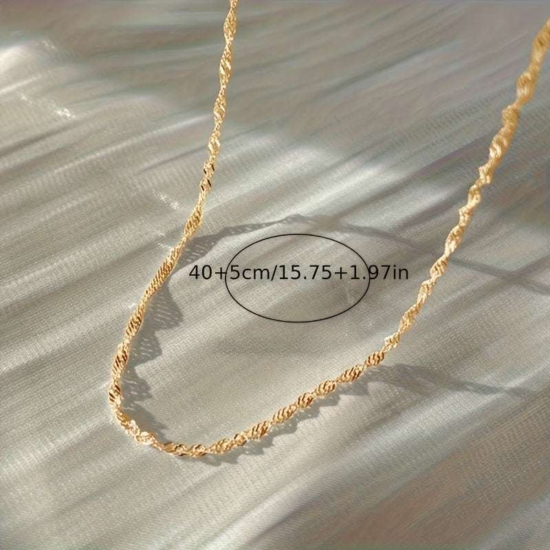 Collar Cadena Fina Baño Oro 18K - Gargantilla Acero Inoxidable Joyería Mujer