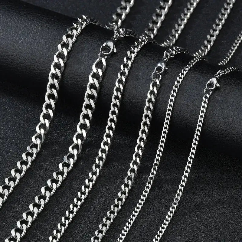 Collar de cadena cubana de 3mm para hombre, collar Simple de acero inoxidable, joyería de acero de titanio a la moda, accesorios de tendencia, regalo
