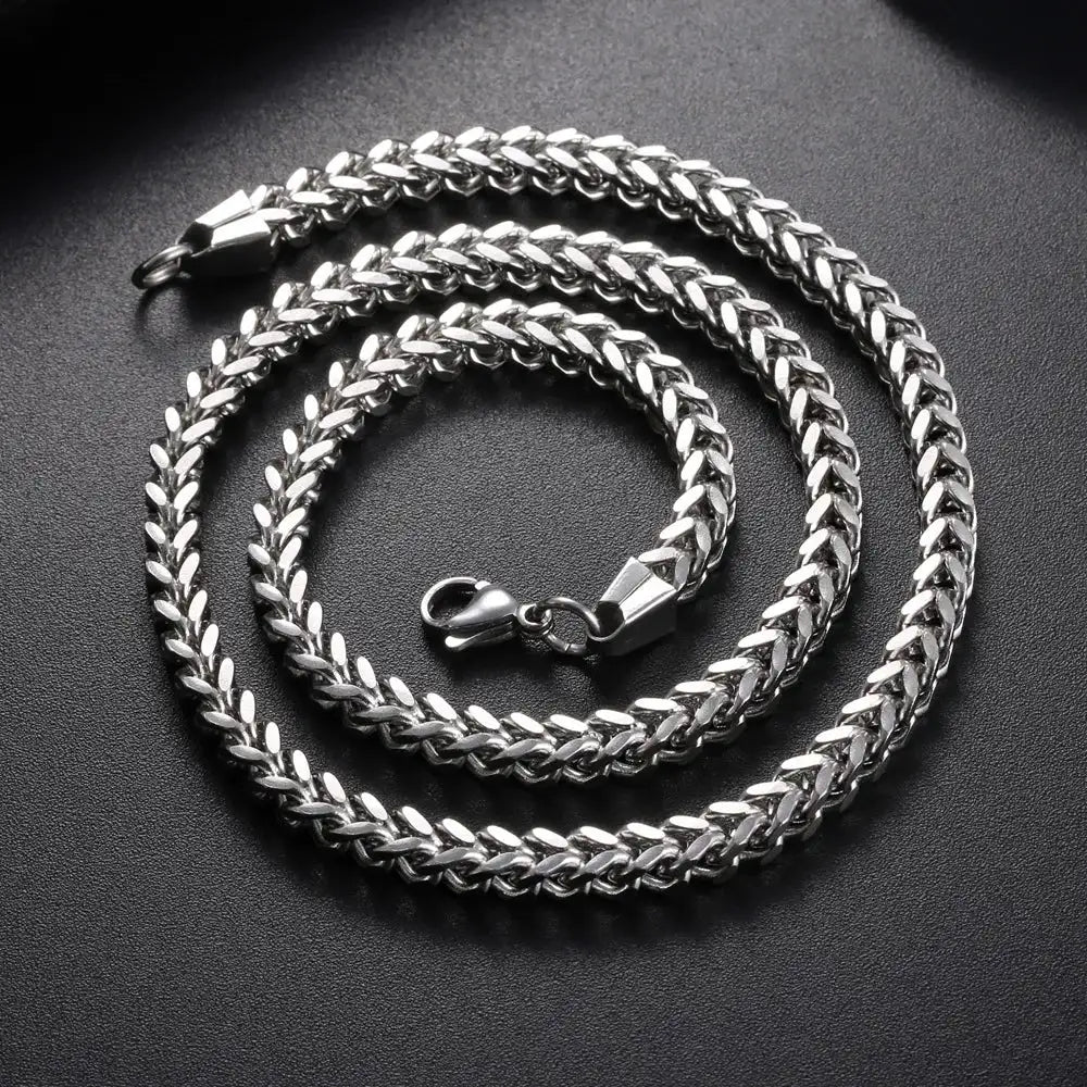 Collar de eslabones de acero inoxidable 2,5 para hombre, Gargantilla masculina de doble cadena, curva larga, Cuba, 304/3/4/6/8MM