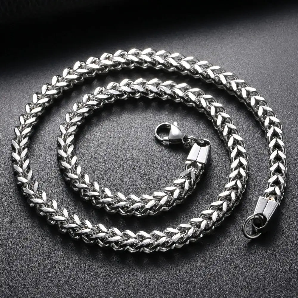 Collar de eslabones de acero inoxidable 2,5 para hombre, Gargantilla masculina de doble cadena, curva larga, Cuba, 304/3/4/6/8MM