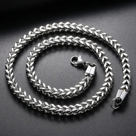 Collar de eslabones de acero inoxidable 2,5 para hombre, Gargantilla masculina de doble cadena, curva larga, Cuba, 304/3/4/6/8MM