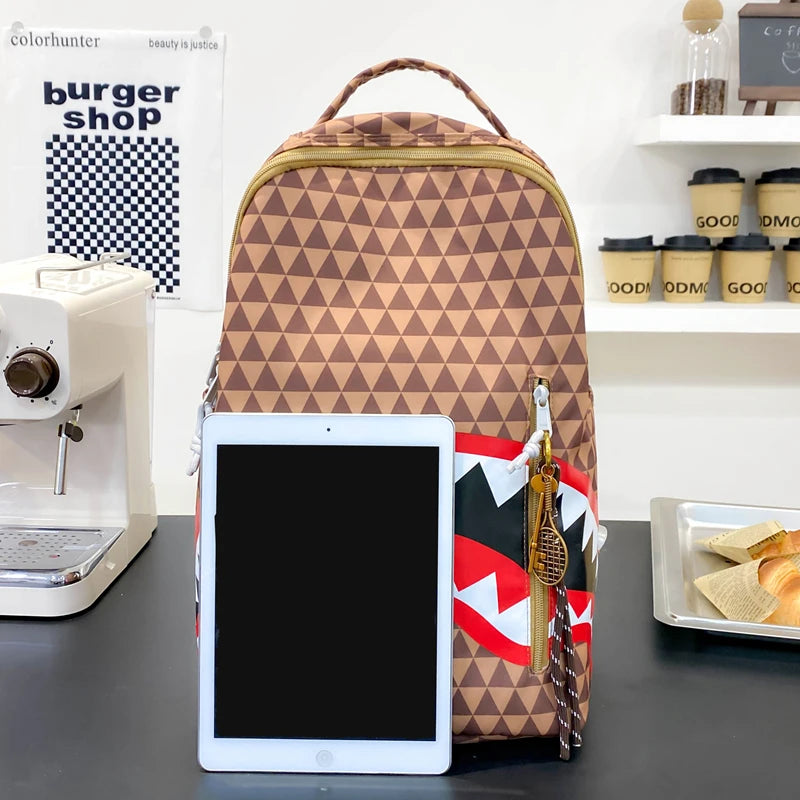 Mochila Lona Estampada Gran Capacidad - Informal Unisex Viaje Escolar