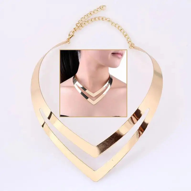 Collar Largo de Lujo Dorado - Gargantilla Statement para Mujer