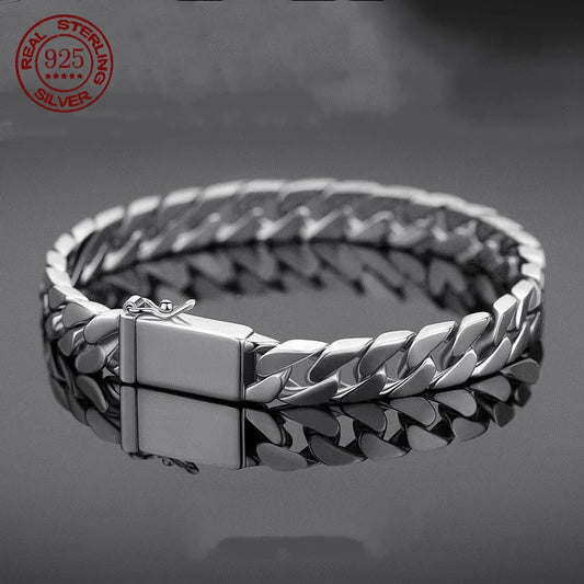 Pulsera Plata Esterlina S925 Punk - 7MM/8MM/10MM Certificada
