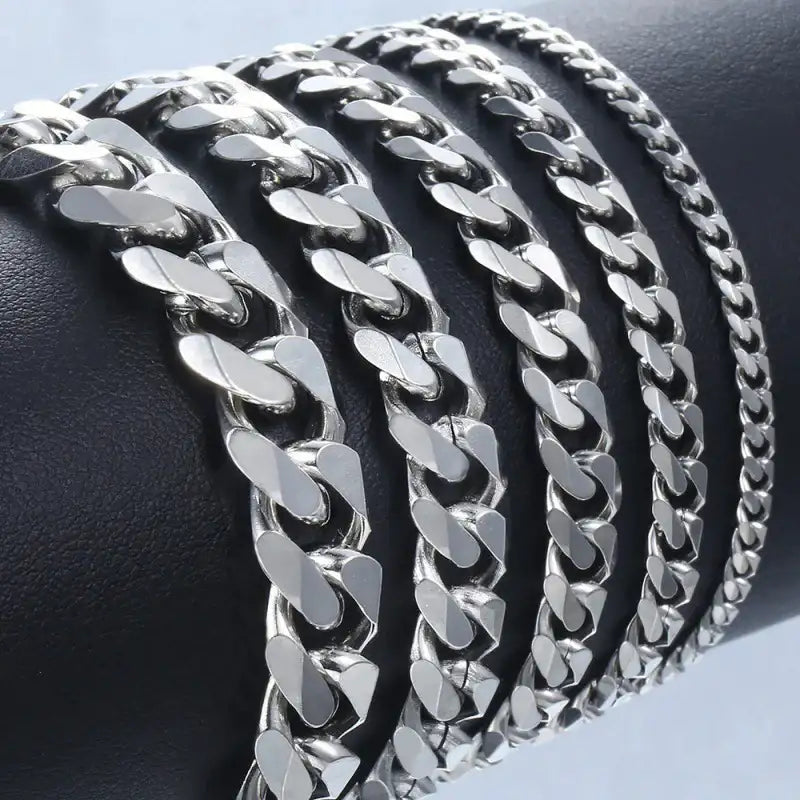 Pulsera de cadena cubana para hombre y mujer, brazalete clásico de acero inoxidable de 3/5/7/9mm de ancho, regalo de joyería