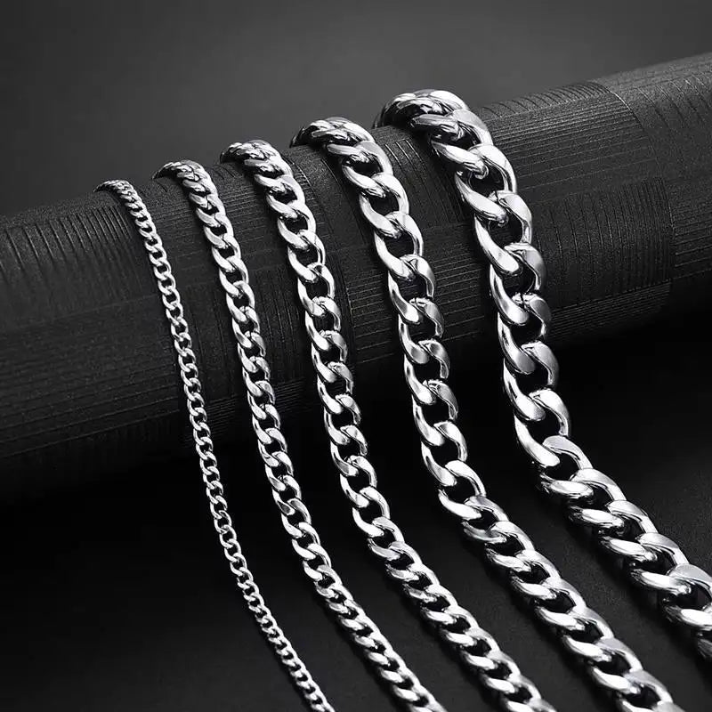 Pulsera de cadena cubana para hombre y mujer, brazalete clásico de acero inoxidable de 3/5/7/9mm de ancho, regalo de joyería