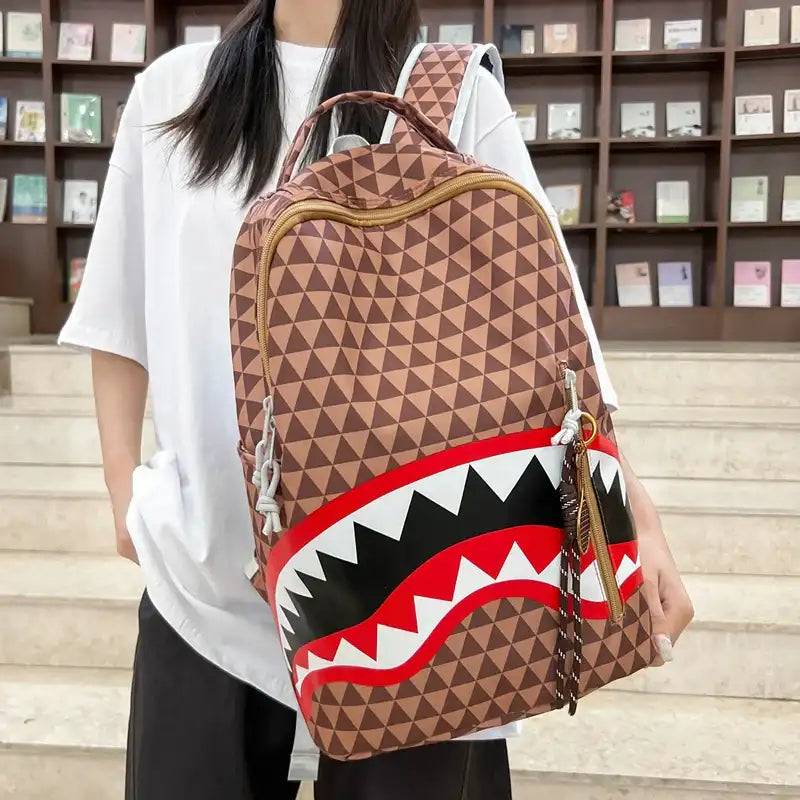 Mochila Lona Estampada Gran Capacidad - Informal Unisex Viaje Escolar