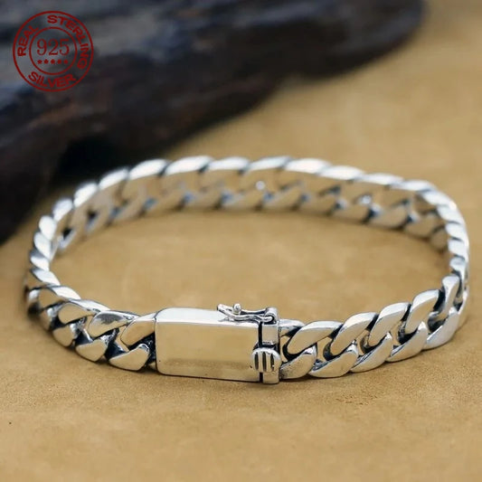 Pulsera Plata de Ley S925 Punk 8MM - Certificada Nunca se Decolora
