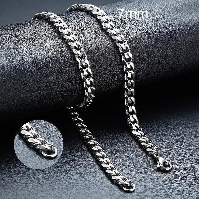 Vnox-collares de cadena cubana de 3/5/7/9mm de espesor para hombres y mujeres, Collar de eslabones simples Miami, cadena Unisex de acero inoxidable resistente al agua