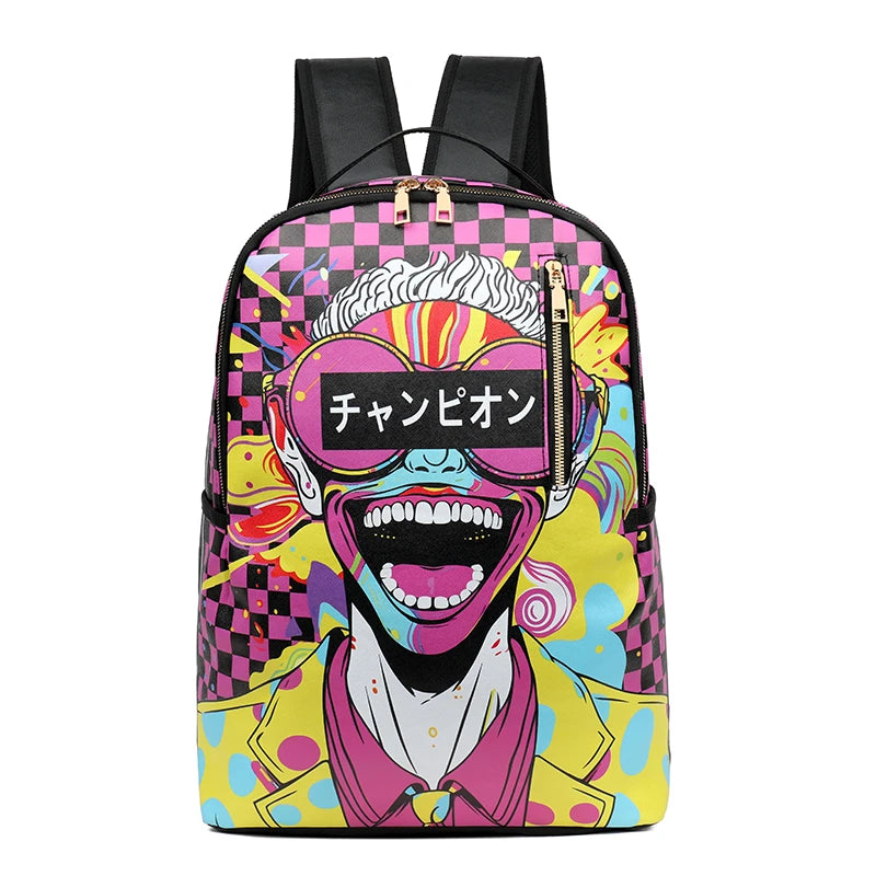 Mochila Gran Capacidad Grafiti PU - Unisex Estudiante Viaje Urbana