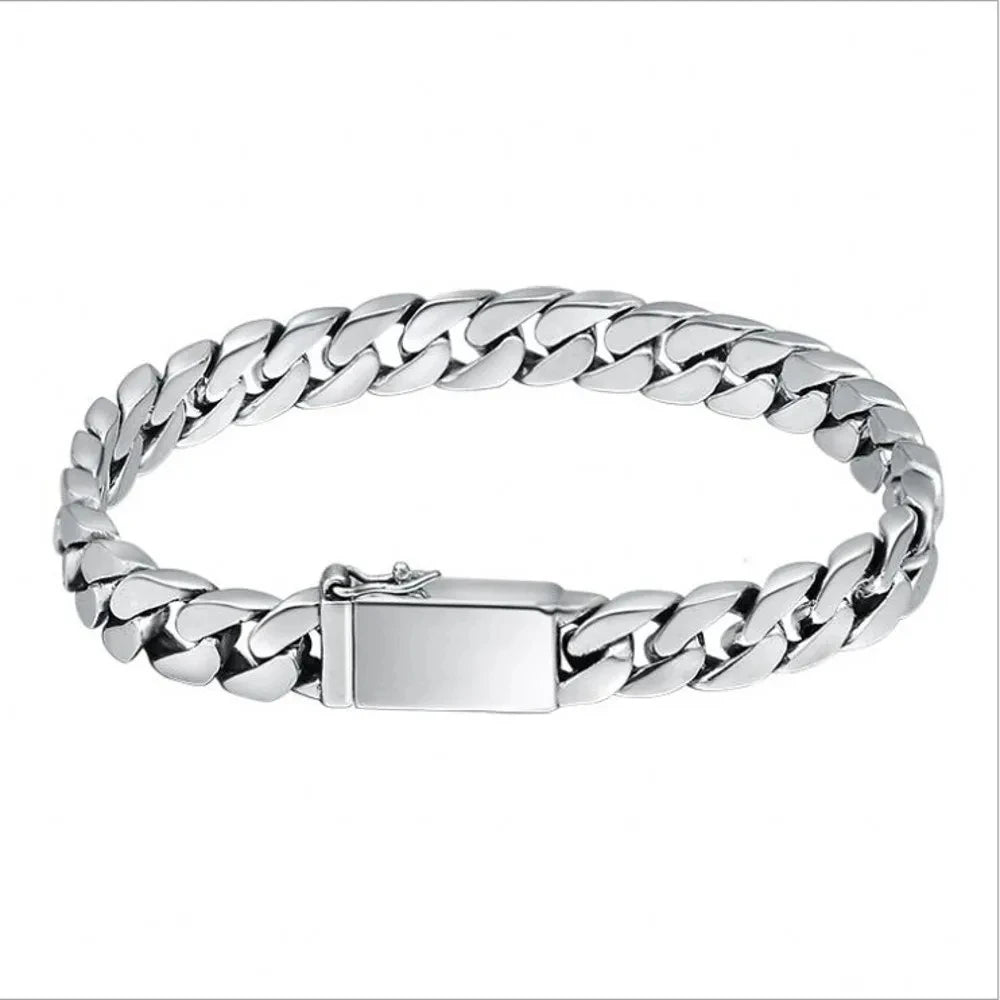 Pulsera Plata de Ley S925 Punk 8MM - Certificada Nunca se Decolora