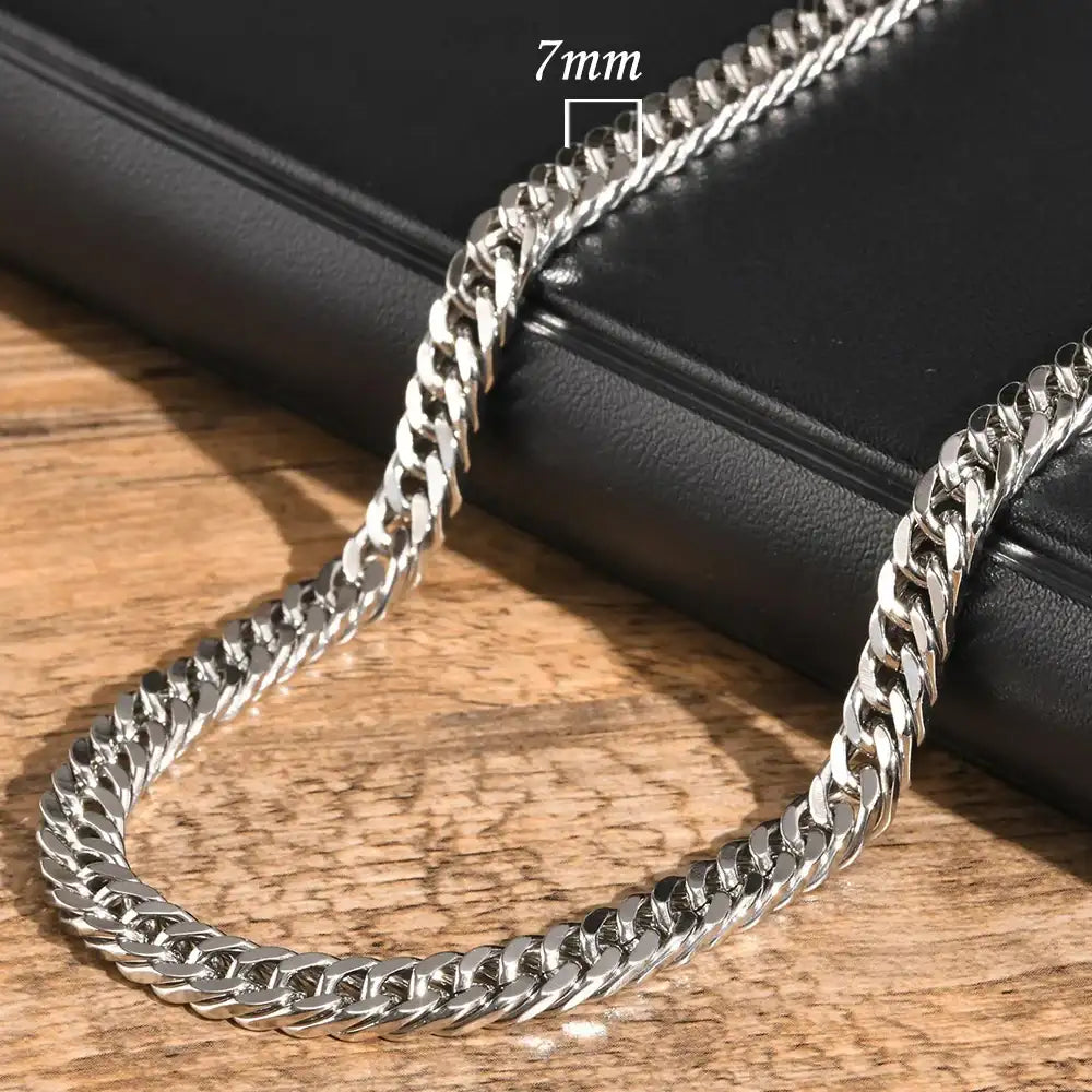 Vnox-collares de cadena cubana de 3/5/7/9mm de espesor para hombres y mujeres, Collar de eslabones simples Miami, cadena Unisex de acero inoxidable resistente al agua