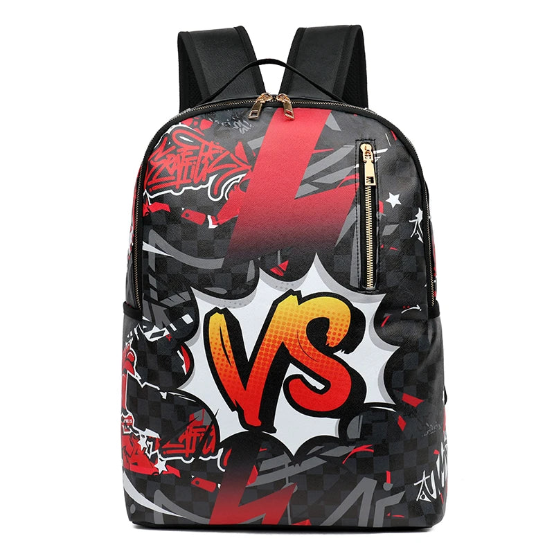 Mochila Gran Capacidad Grafiti PU - Unisex Estudiante Viaje Urbana